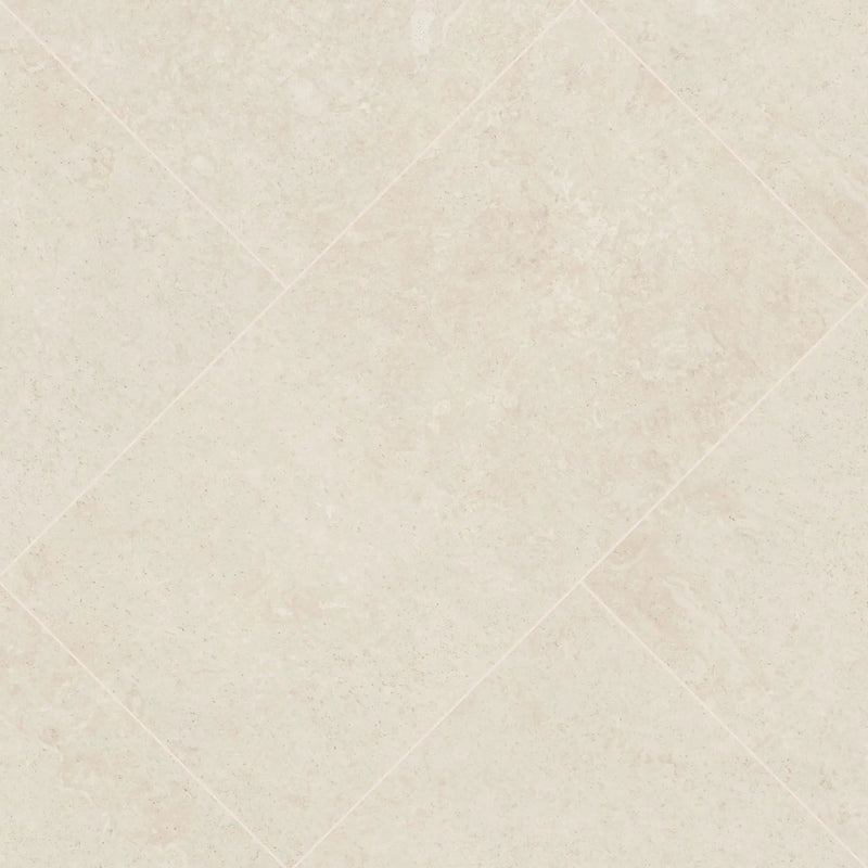 Girona Marfil Lappato Limestone Look Porcelain Tiles 48x48 angled view