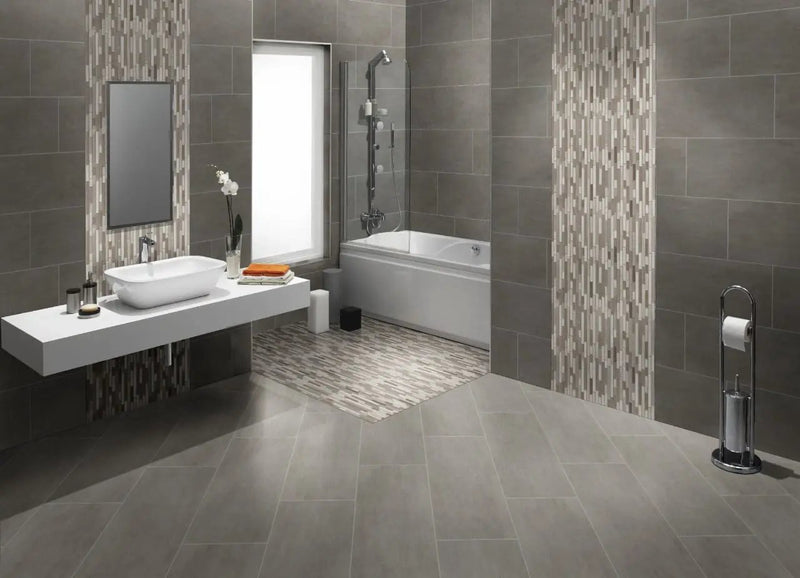 Gridscale Concrete Matte Bullnose Ceramic Moldings 3x18 by MSI Surfaces