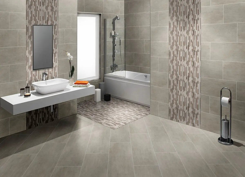Gridscale Concrete Matte Bullnose Ceramic Moldings 3x18 by MSI Surfaces
