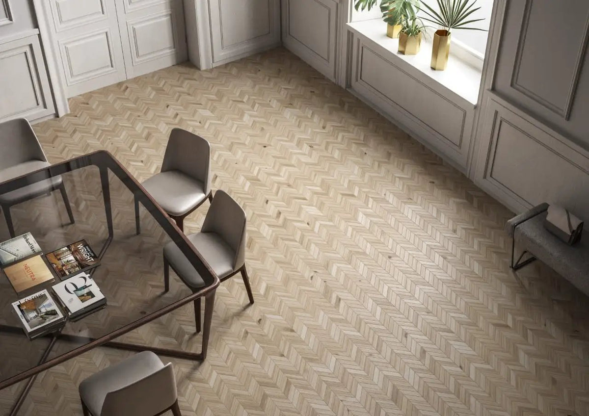 Havenwood Beige Matte Chevron Porcelain Mosaics 12x15 by MSI Surfaces