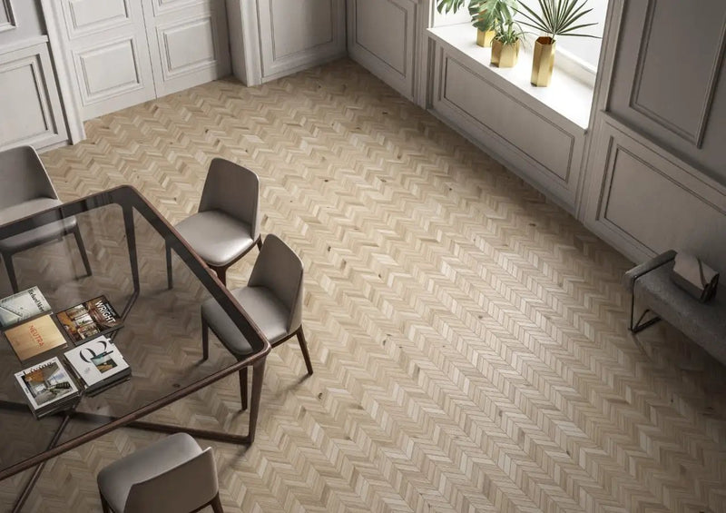 Havenwood Beige Matte Chevron Porcelain Mosaics 12x15 by MSI Surfaces