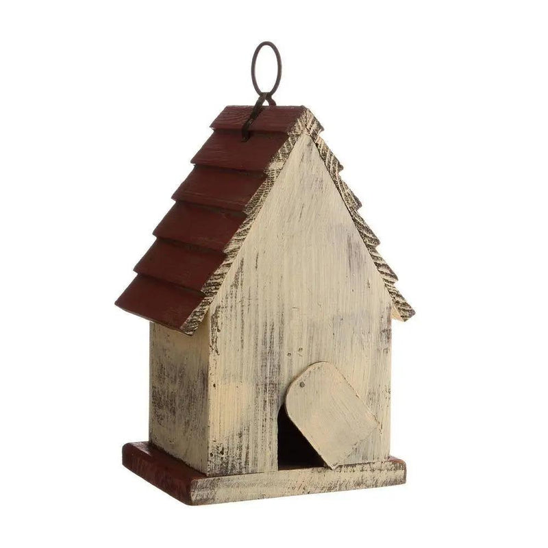 Outdoor A-Frame Solid Wood Bird House with Terracotta Color Slatted Roof by HomePacific