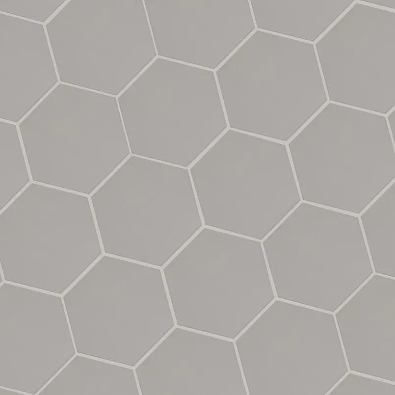 Hexley Dove Hexagon Tile Matte Porcelain 9x10.5 angled view