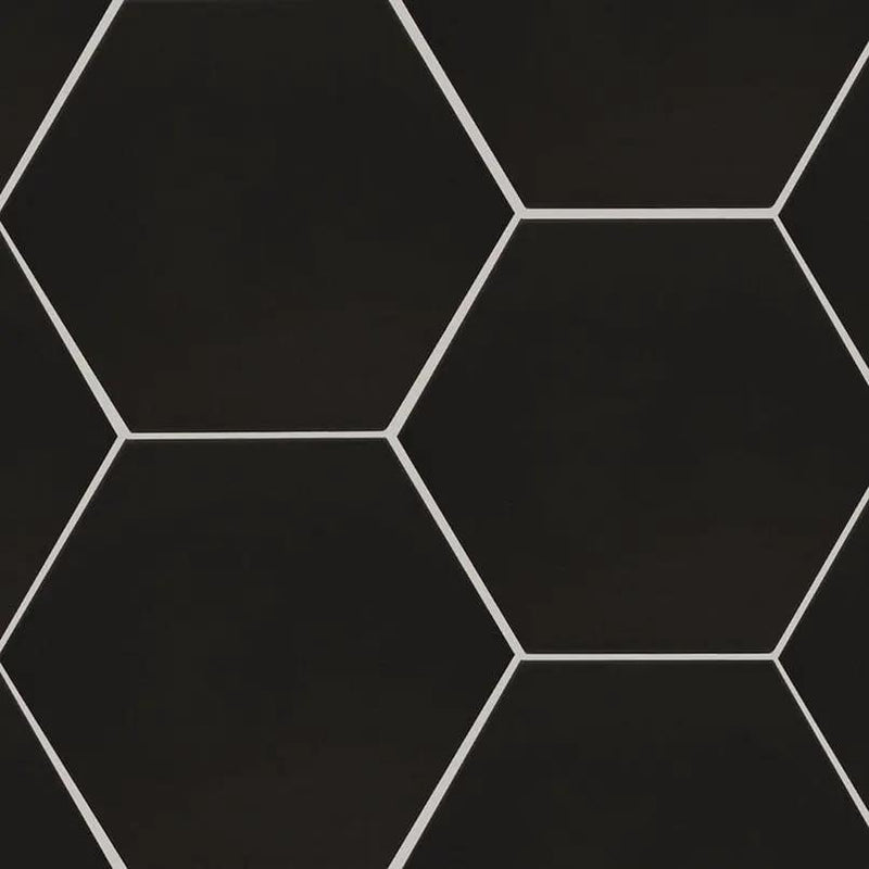 Hexley Graphite Hexagon Tile Matte Porcelain 9x10.5 close up