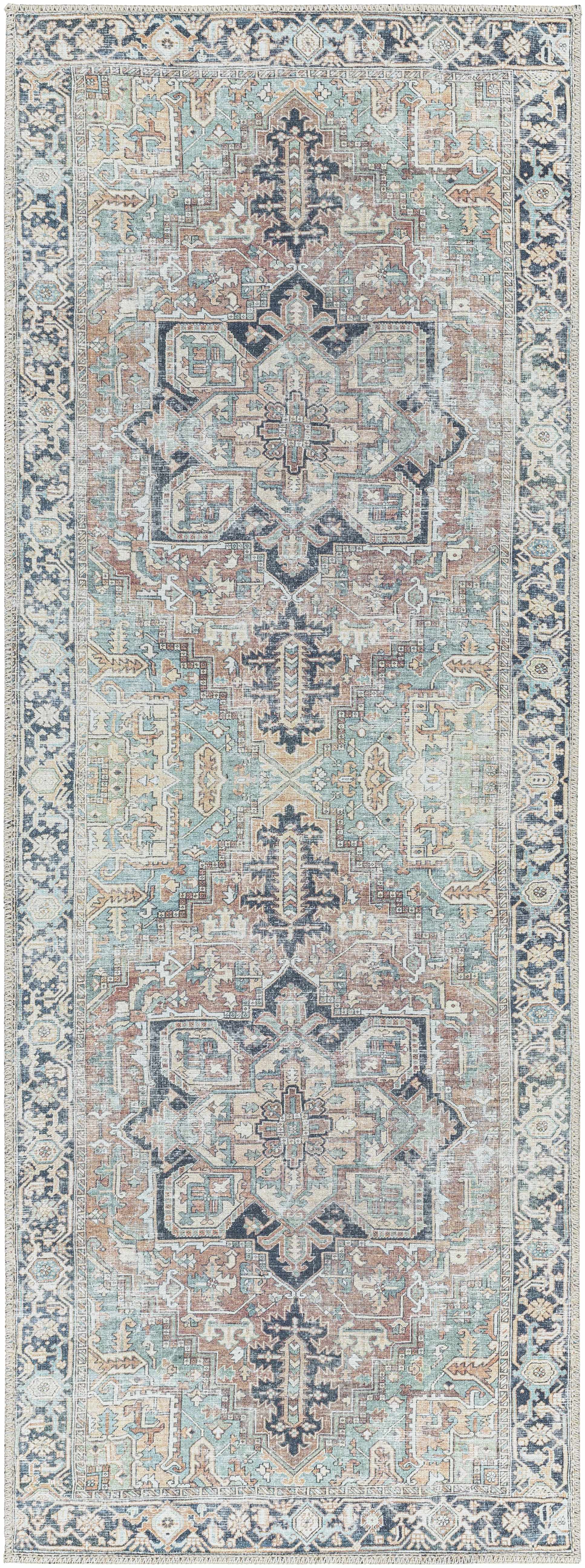 Green Nisa Tumble Dry Washable Rug by Boutique Rugs