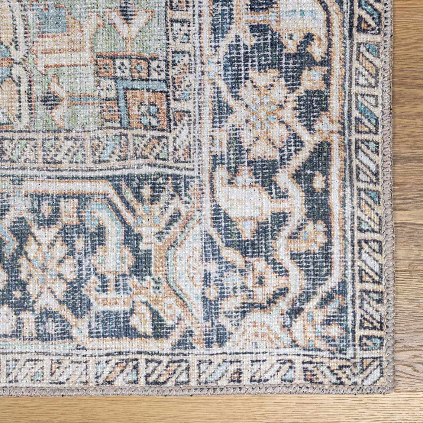 Green Nisa Tumble Dry Washable Rug by Boutique Rugs