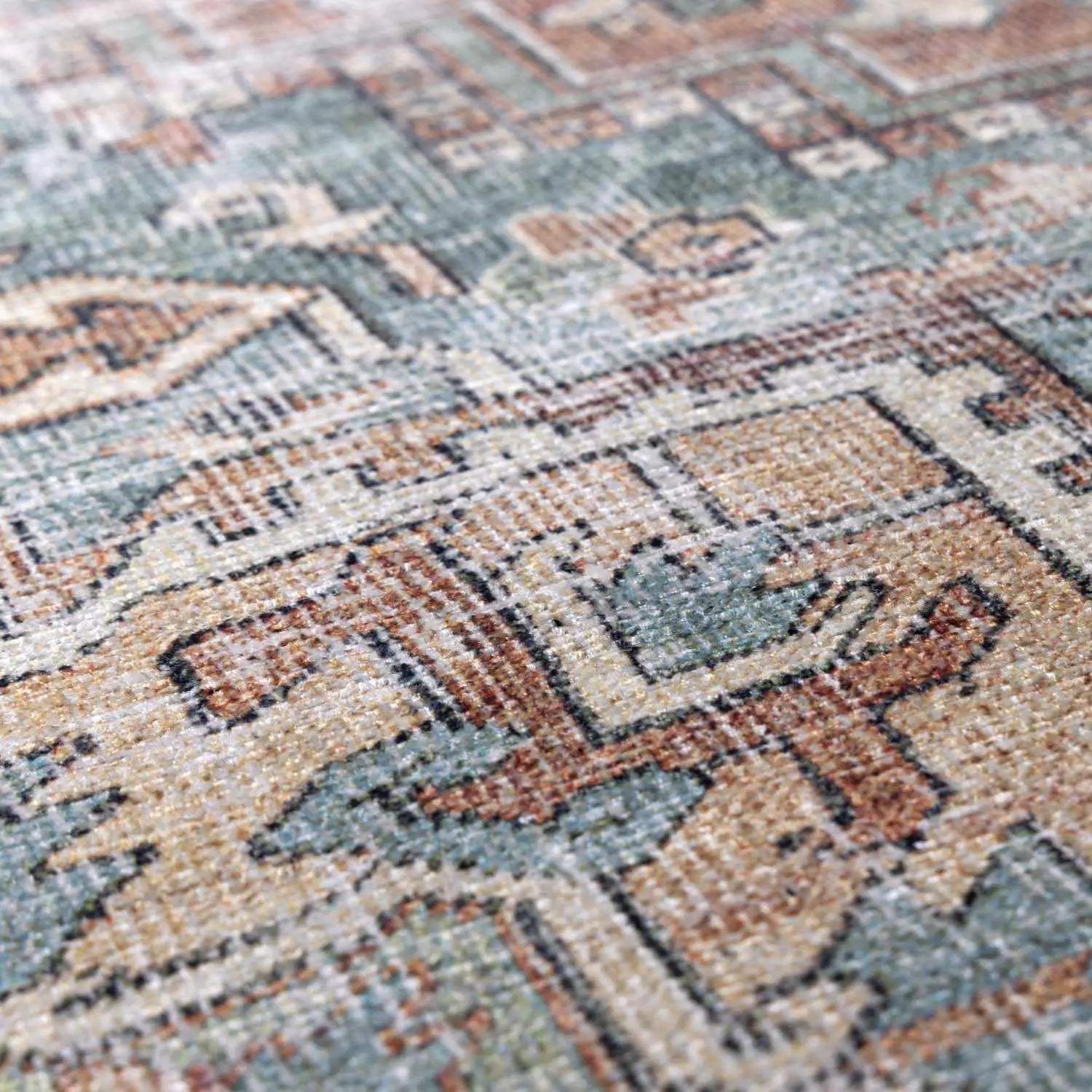 Green Nisa Tumble Dry Washable Rug by Boutique Rugs
