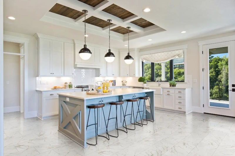 Kaya Calacatta Lucca Matte Marble Look Porcelain Tiles 24x24 in a finished room