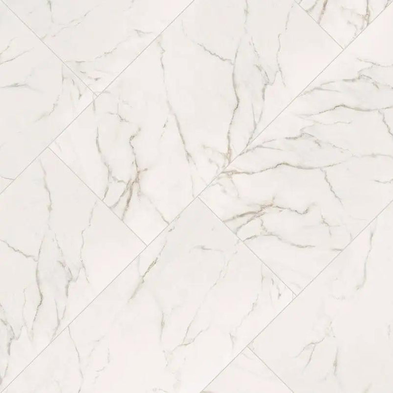 Kaya Calacatta Lucca Matte Marble Look Porcelain Mosaics 3x3 angled view