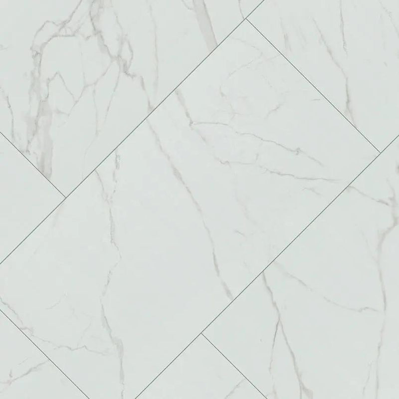 Kaya Calacatta Venato Matte Marble Look Porcelain Moldings 3x24 angled view