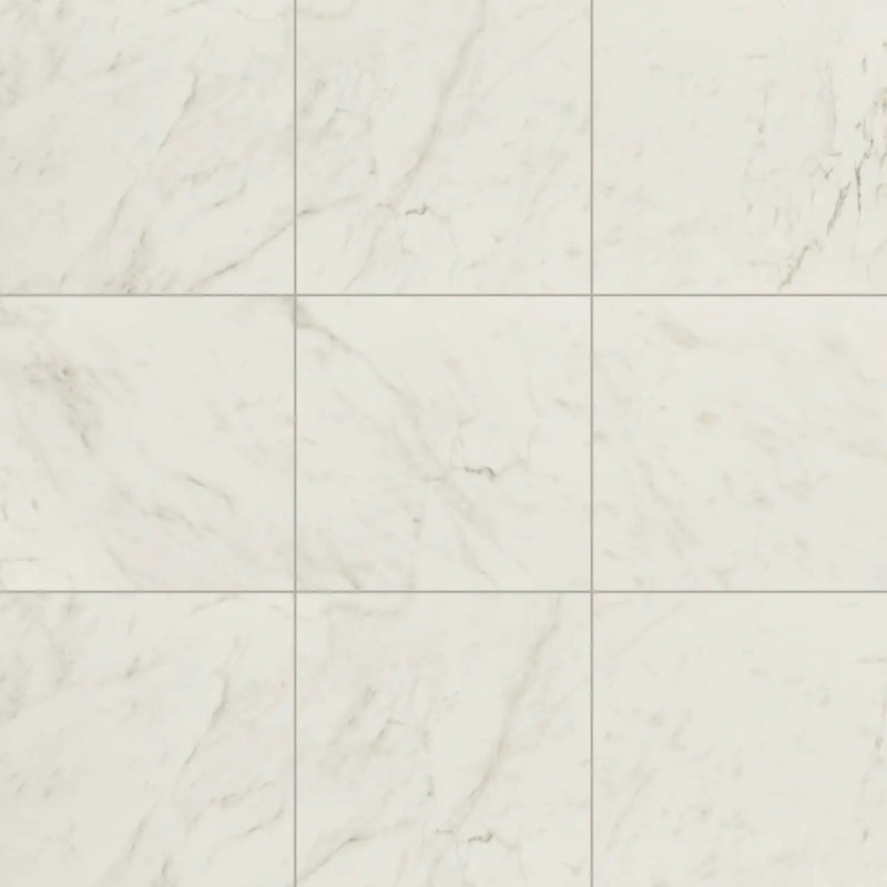 Kaya Carrara Bianco Polished Marble Look Porcelain Tiles 24x24 close up