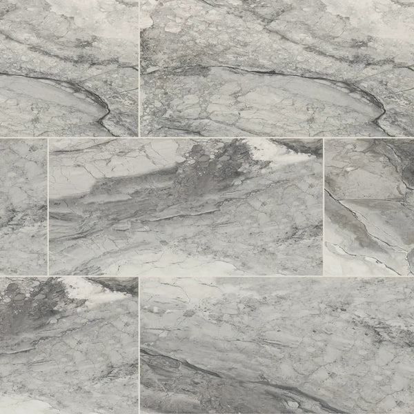 Kaya Onda Gray Matte Marble Look Porcelain Tiles 12x24