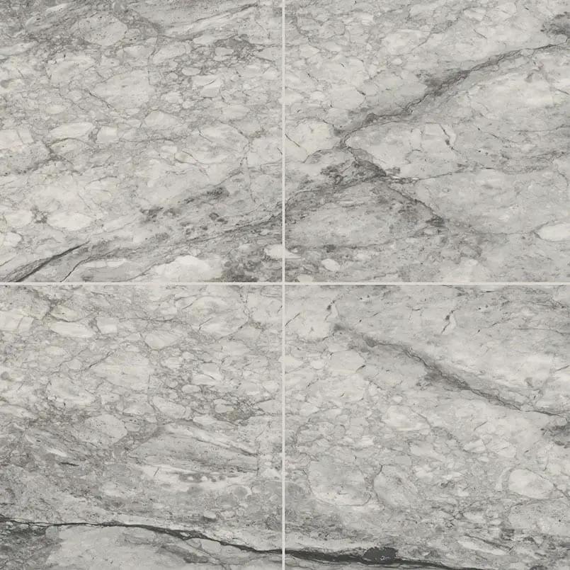 Kaya Onda Gray Polished Marble Look Porcelain Tiles 24x24 close up