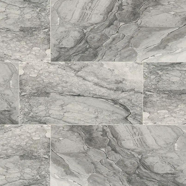 Kaya Onda Gray Polished Marble Look Porcelain Tiles 24x48
