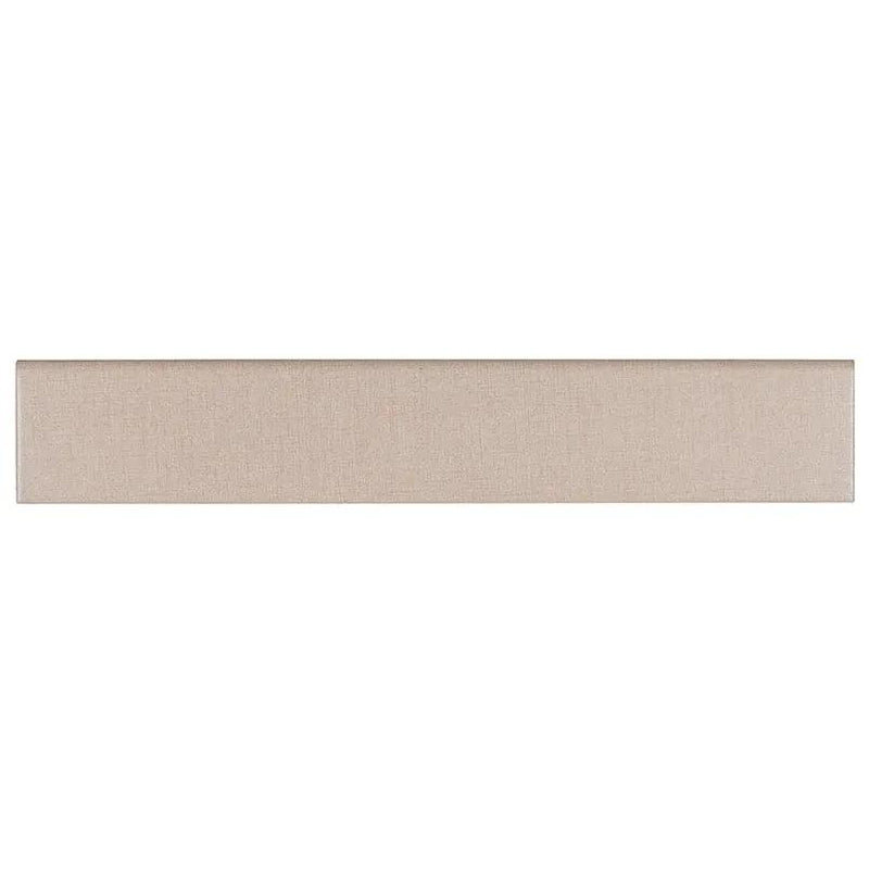 Loft Glacier Matte Bullnose Fabric Look Porcelain Moldings 3x18 close up