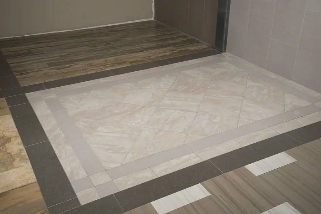 Loft Gris Matte Fabric Look Porcelain Mosaics 2x2 in a finished room