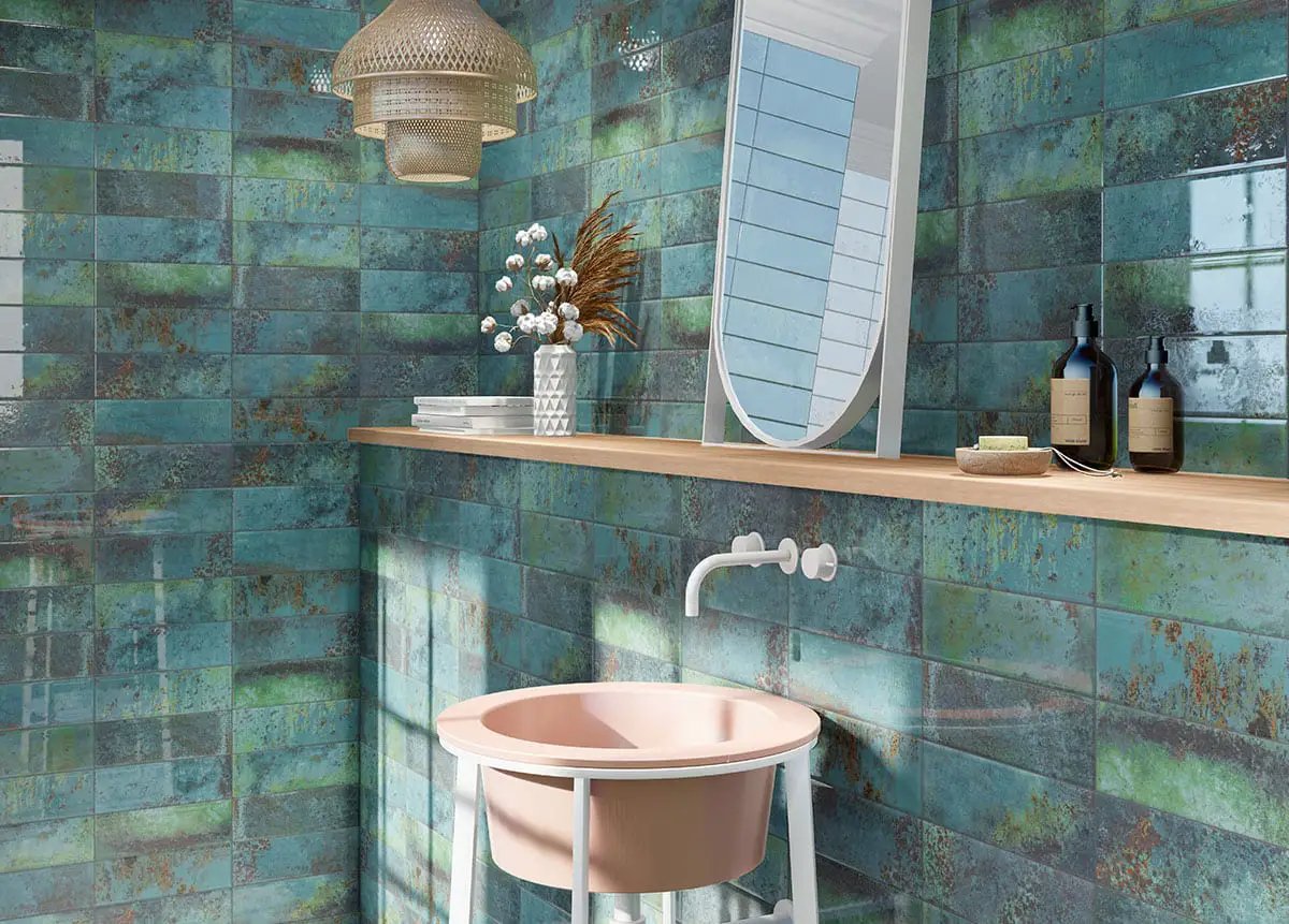 Marza Aqua Subway Tile Glossy Ceramic Mosaics 4x12 by MSI Surfaces