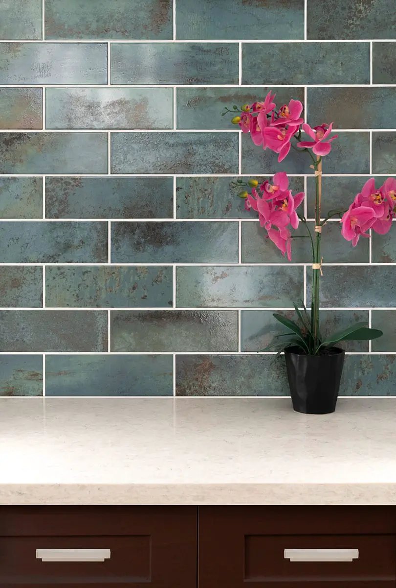Marza Aqua Subway Tile Glossy Ceramic Mosaics 4x12 by MSI Surfaces