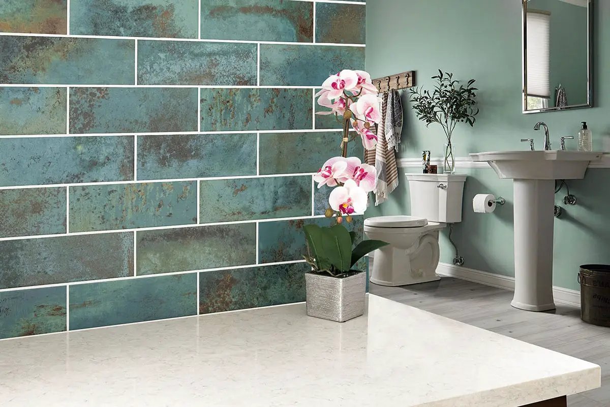 Marza Aqua Subway Tile Glossy Ceramic Mosaics 4x12 by MSI Surfaces