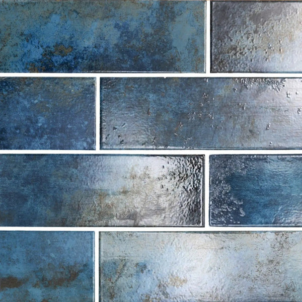 Marza Cobalt Subway Tile Glossy Ceramic Mosaics 4x12