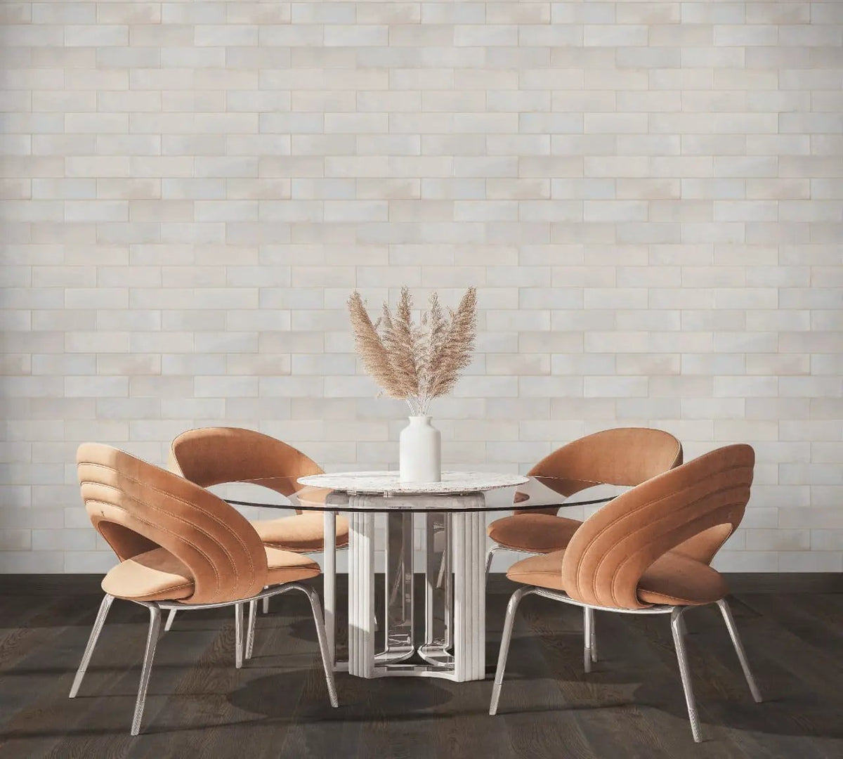 Marza Pearl Subway Tile Glossy Ceramic Mosaics 4x12 by MSI Surfaces