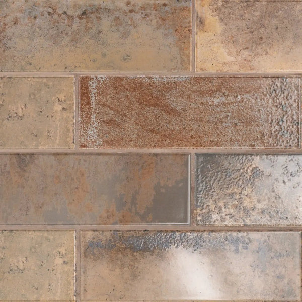 Marza Rust Subway Tile Glossy Ceramic Mosaics 4x12