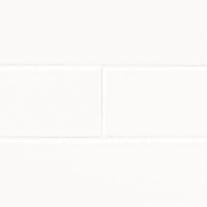 White 2x8 Glossy Porcelain Mosaics 4x12 close up