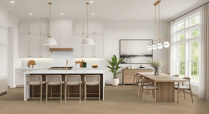 Murcia Clay Matte Porcelain Tiles 24x48 in a finished room