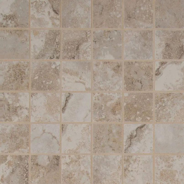 Napa Beige Matte Travertine Look Ceramic Mosaics 2x2