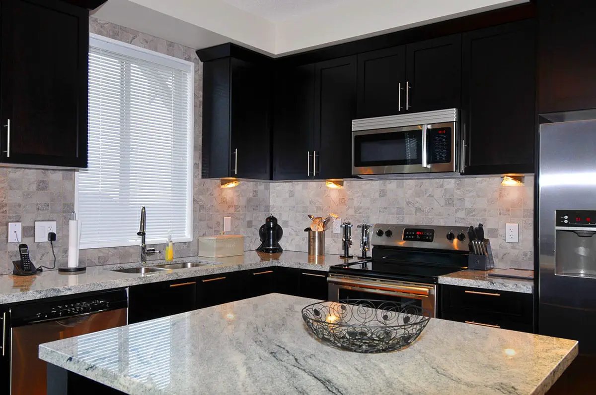 Napa Gray Matte Bullnose Travertine Look Ceramic Moldings 3x24 in a finished room