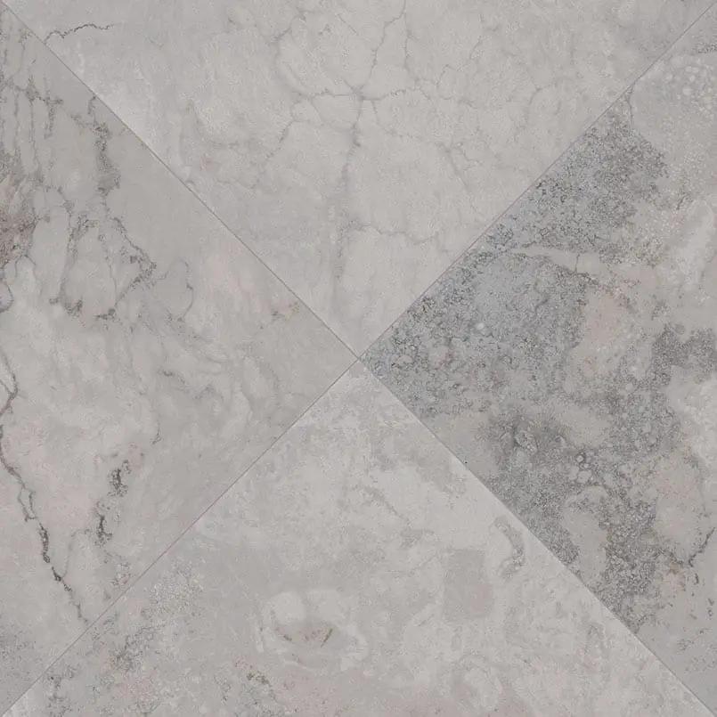 Napa Gray Matte Travertine Look Ceramic Tiles 12x24 angled view