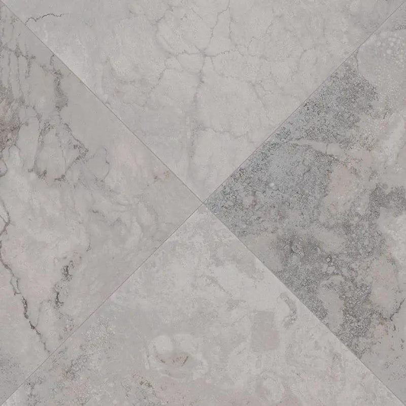 Napa Gray Matte Travertine Look Ceramic Mosaics 2x2 angled view