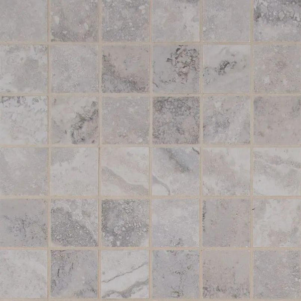 Napa Gray Matte Travertine Look Ceramic Mosaics 2x2