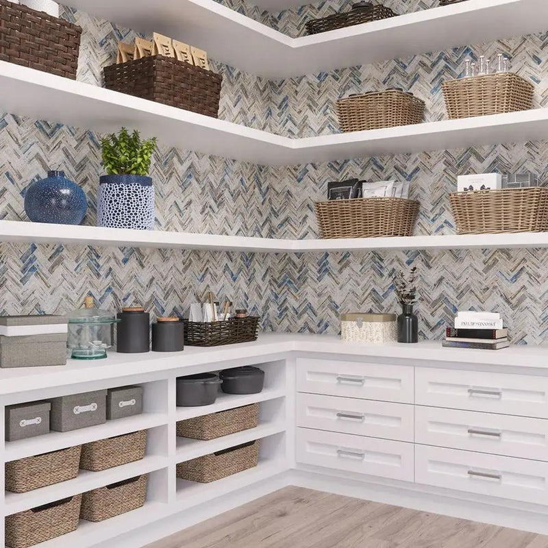 Beige 11x13 Matte Herringbone Recycled Glass Mosaic Tile (10 pack, 9.625 sq ft/case) by Apollo Tile