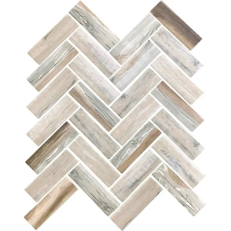 Beige 11x13 Matte Herringbone Recycled Glass Mosaic Tile (10 pack, 9.625 sq ft/case) by Apollo Tile