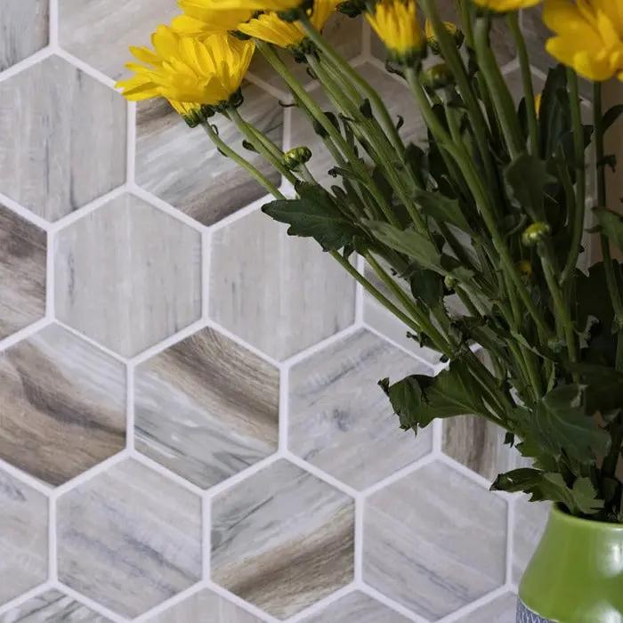 Beige 10x12 Matte Hexagon Recycled Glass Mosaic Tile (10 pack, 8.29 sq ft/case) by Apollo Tile