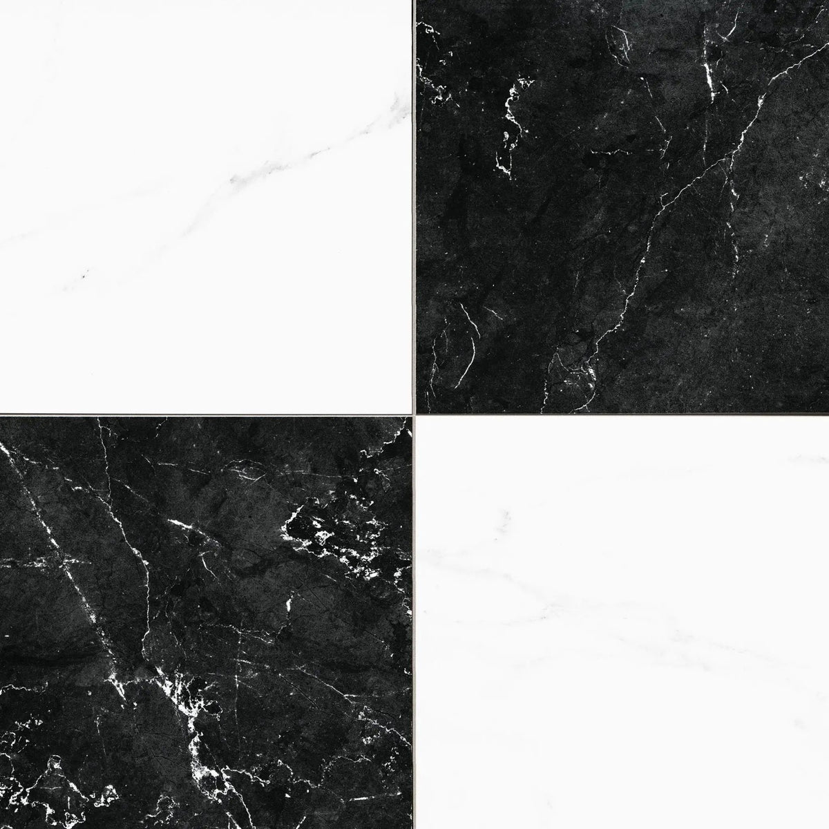 Noir Blanc Grid 17x17 Matte Porcelain Tiles