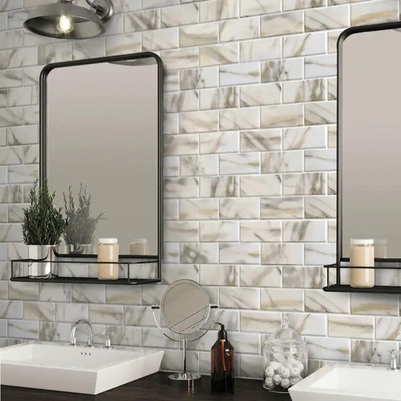 Chiffon White 12x12 Matte Brick Recycled Glass Mosaic Tile (10 pack, 9.18 sq ft/case) by Apollo Tile