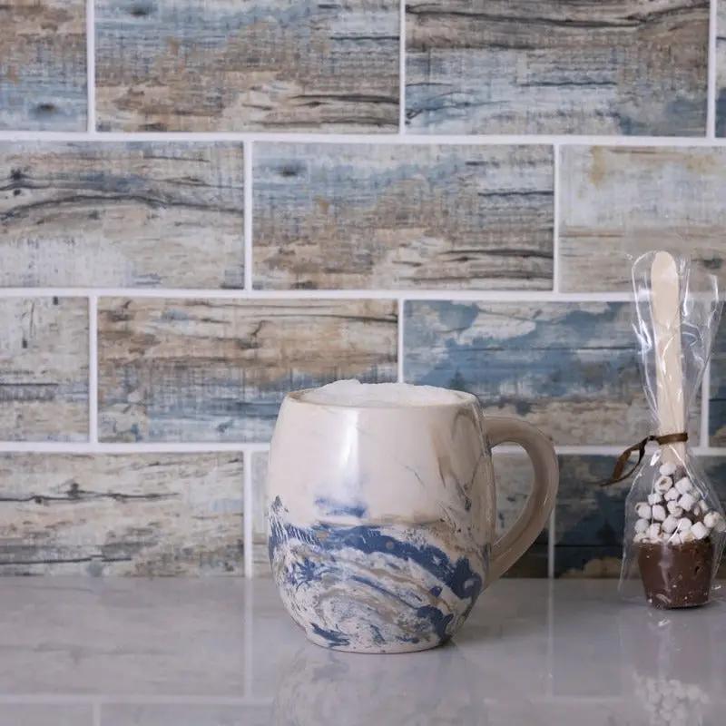 Blue Beige 12x12 Matte Brick Recycled Glass Mosaic Tile (10 pack, 9.18 sq ft/case) by Apollo Tile