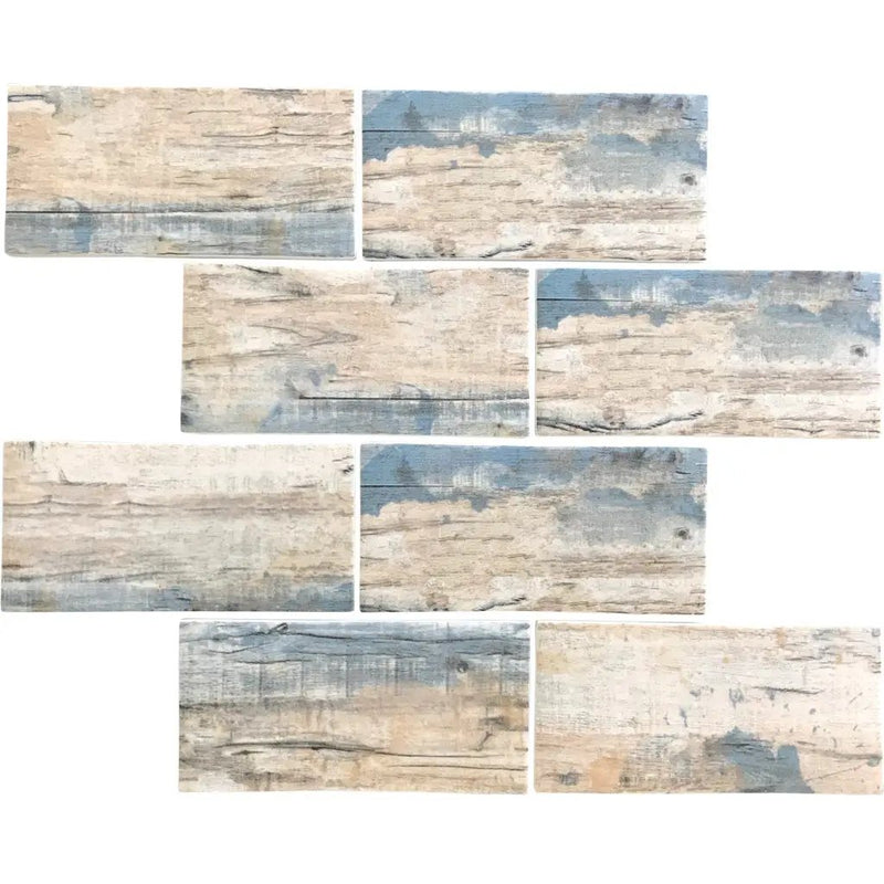 Blue Beige 12x12 Matte Brick Recycled Glass Mosaic Tile (10 pack, 9.18 sq ft/case) by Apollo Tile