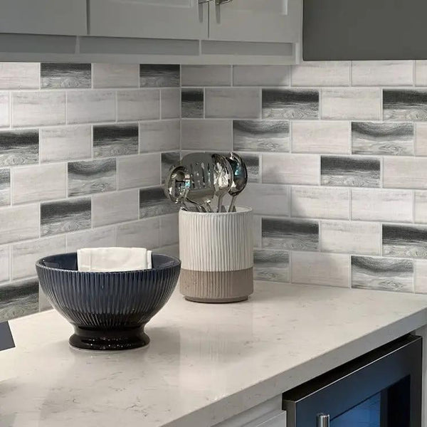Gray Beige 12x12 Matte Brick Recycled Glass Mosaic Tile (10 pack, 9.18 sq ft/case)