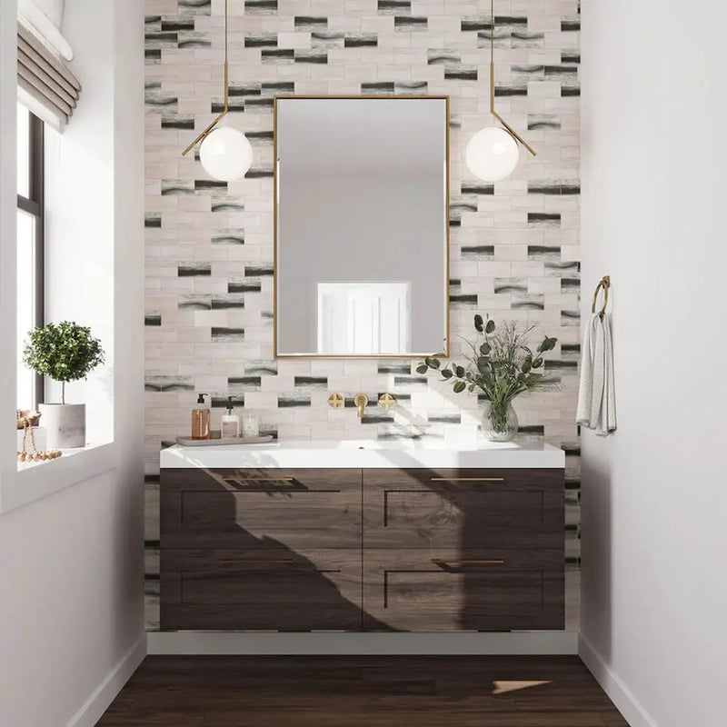 Gray Beige 12x12 Matte Brick Recycled Glass Mosaic Tile (10 pack, 9.18 sq ft/case) by Apollo Tile
