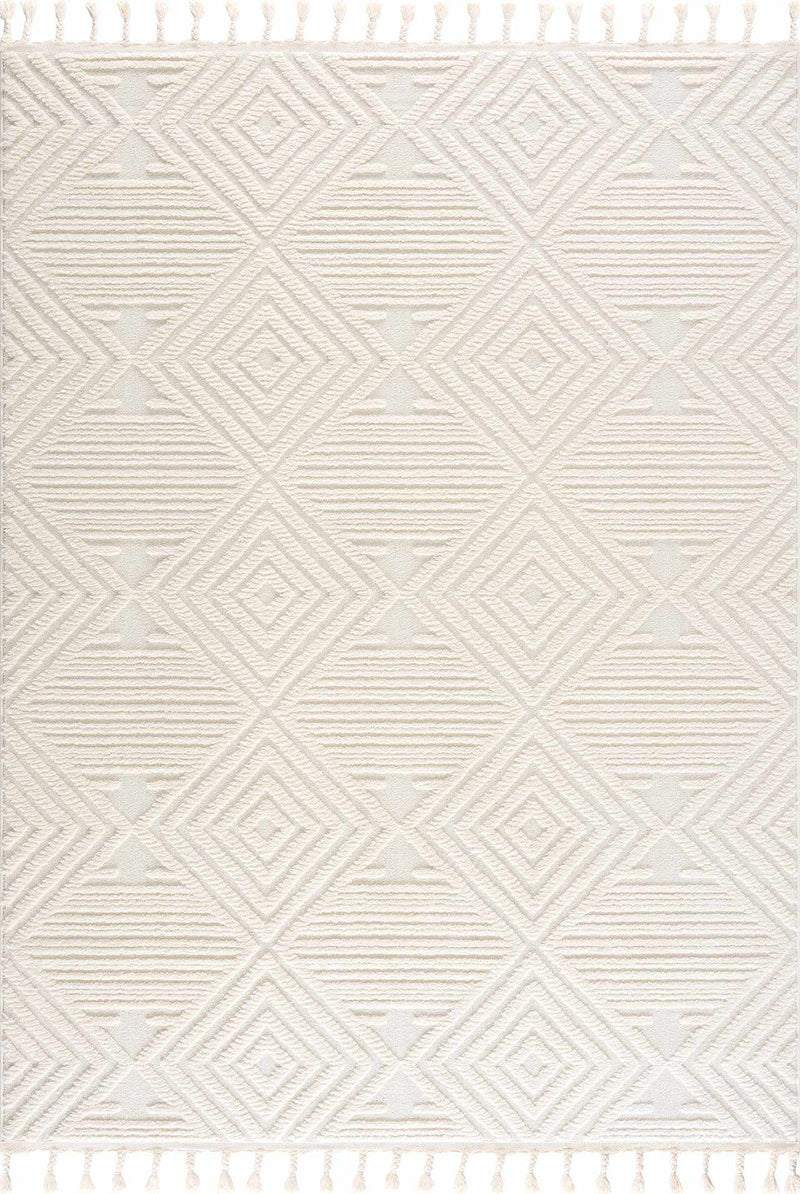 Manyas 3D Bone Area Rug with Tassels - Clearance by Boutique Rugs