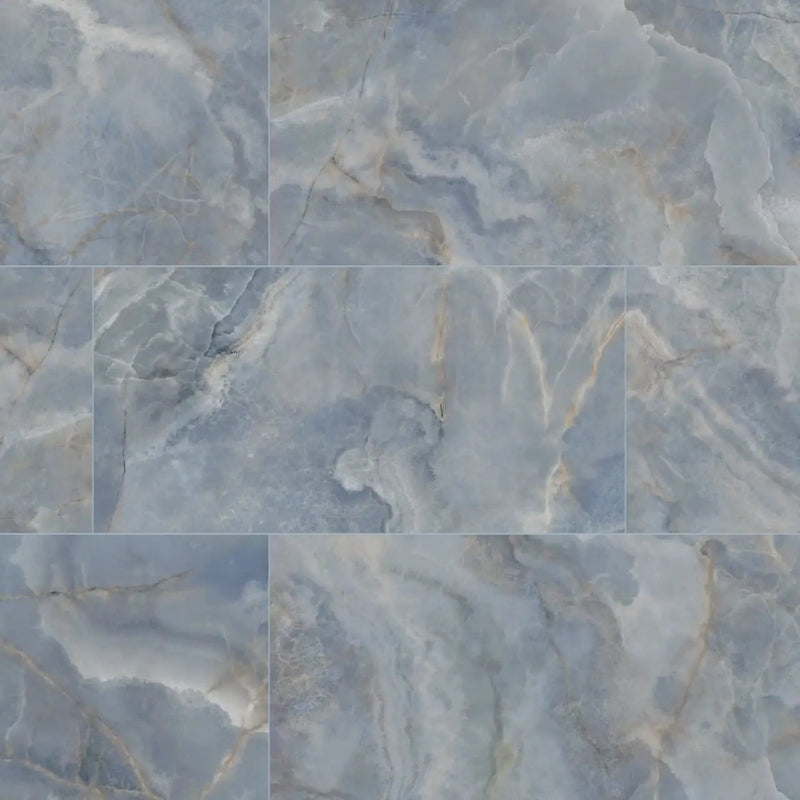 Exotika Oceano Polished Marble Look Porcelain Tiles 24x48 close up