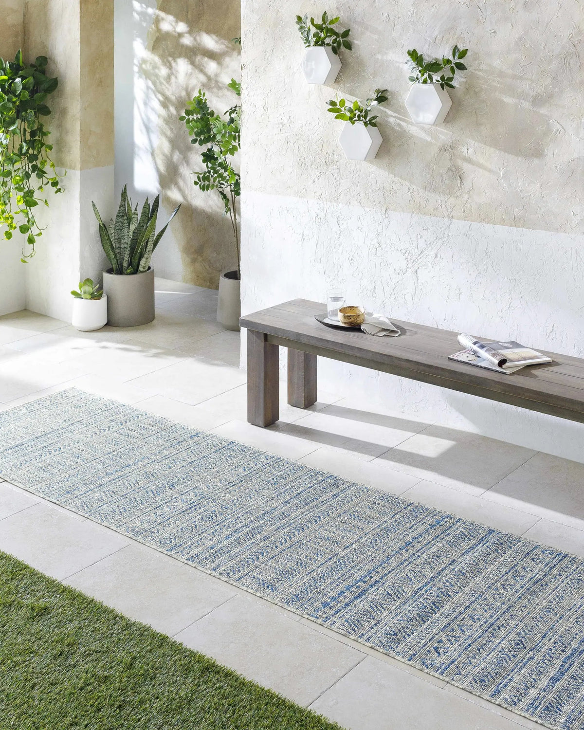 Novato All Over Pattern Performance Outdoor Rug, installed in a room 3