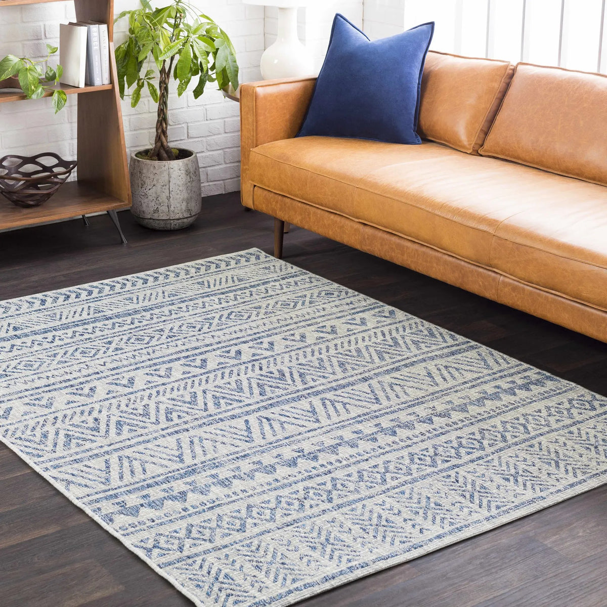 Novato All Over Pattern Performance Outdoor Rug, installed in a room