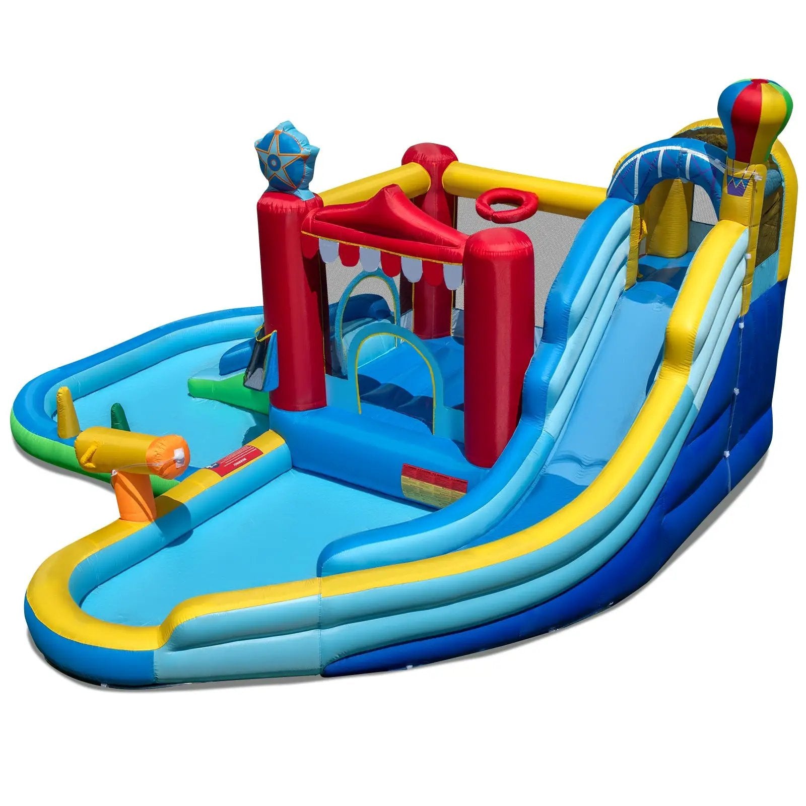 Inflatable Water Park with Splash Pool and Water Cannon for Birthday Party Without Blower by DirectDeals