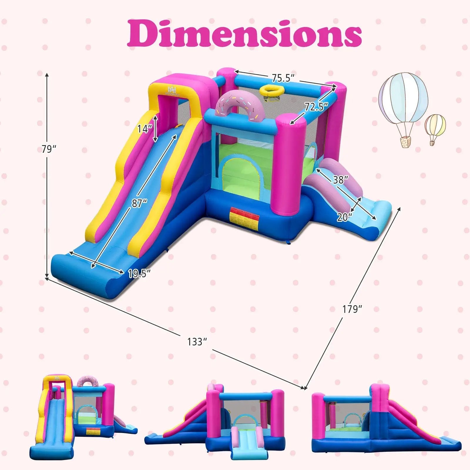 Inflatable Bounce House with Slides and Basketball Hoop (without Blower) by DirectDeals