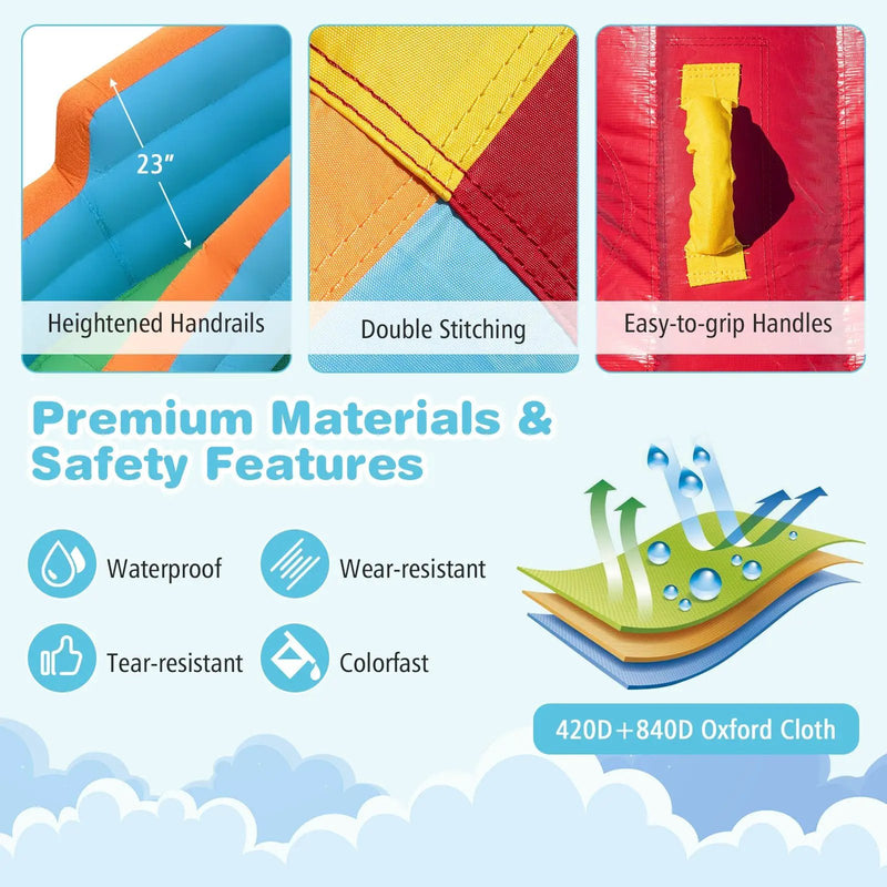 Inflatable Water Slide Park 6-in-1 Giant Bounce House with Long Slide Splash Pool Climbing Wall by DirectDeals