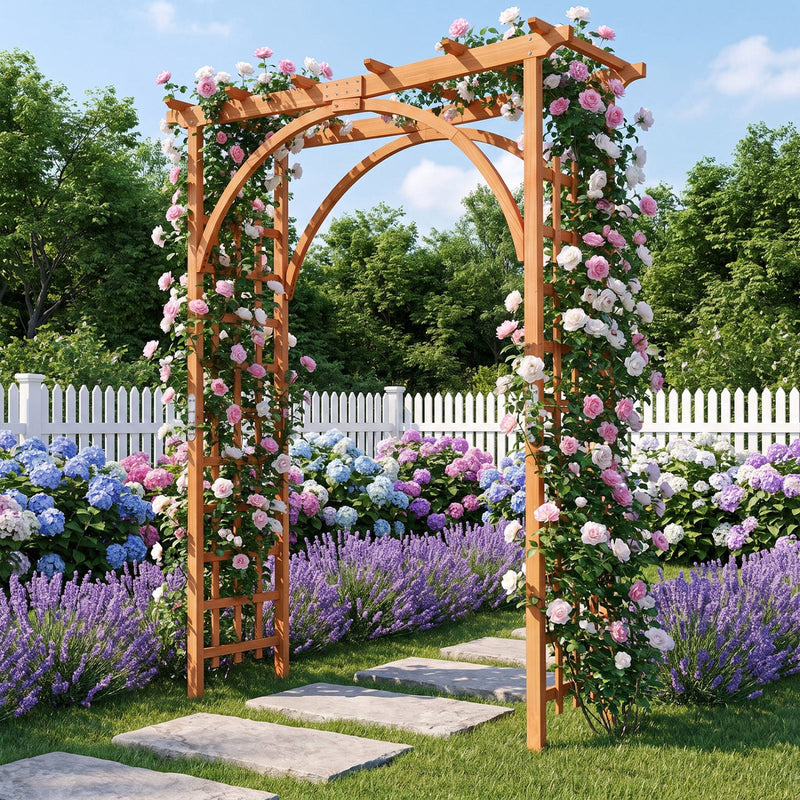 Garden Arch Trellis 85" Tall Fir Wood for Climbing Plants, photo 9 of 9